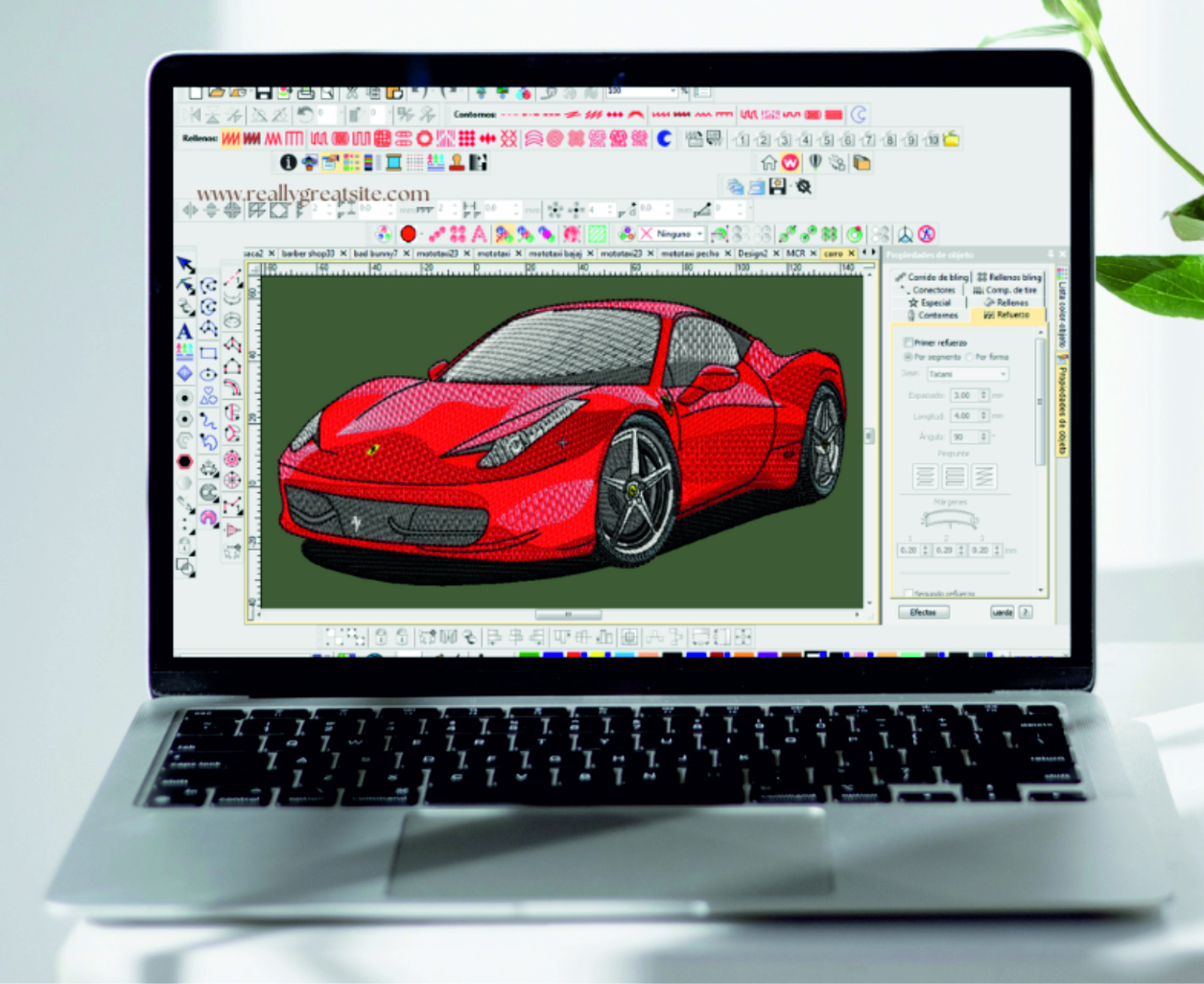 Diseño digital preparado para bordado computarizado